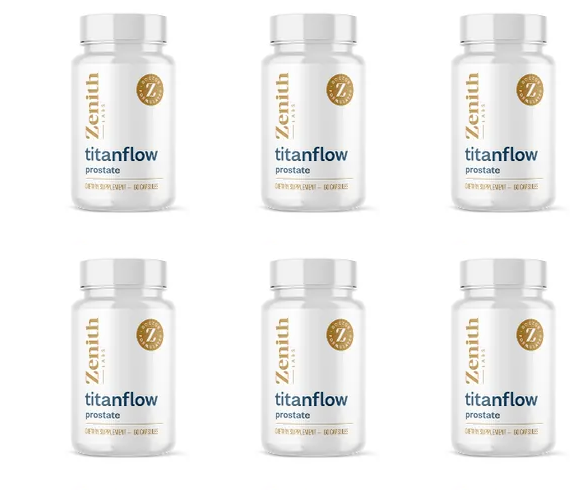 Six bottles of TitanFlow supplement — 6-bottle package